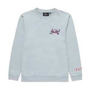 Parra Upside Dog Race Crew Neck Sweatshirt in Dusty Blue